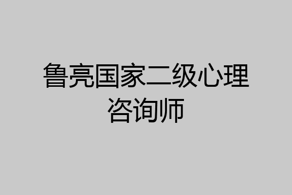 鲁亮国家二级心理咨询师
