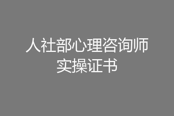 人社部心理咨询师实操证书