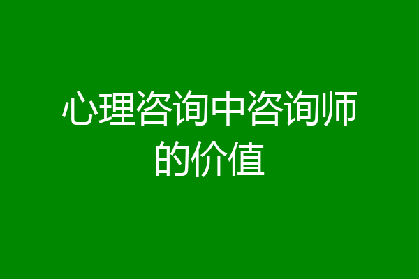 心理咨询中咨询师的价值