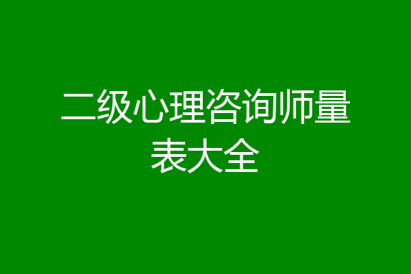 二级心理咨询师量表大全