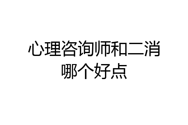 心理咨询师和二消哪个好点