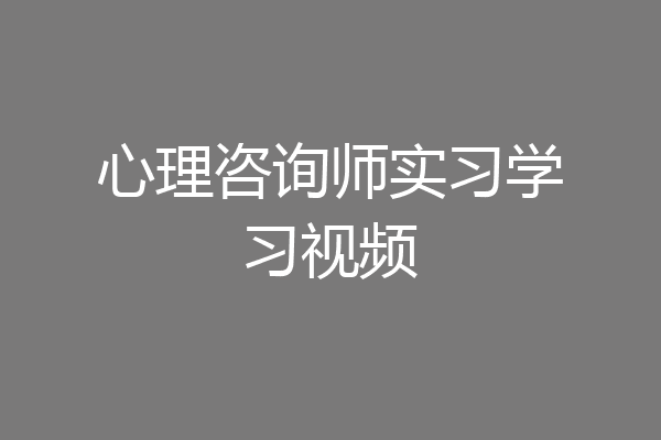 心理咨询师实习学习视频
