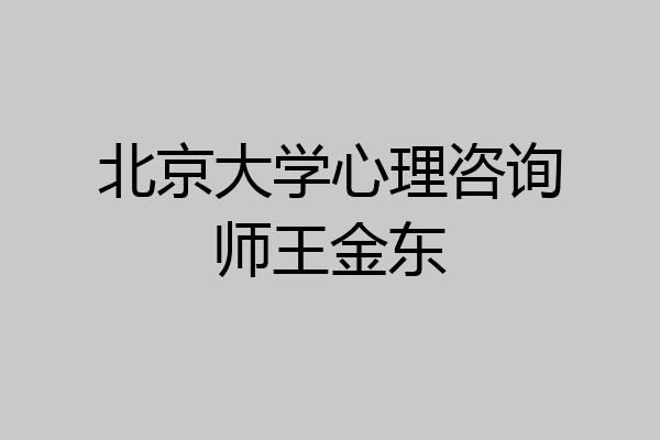 北京大学心理咨询师王金东