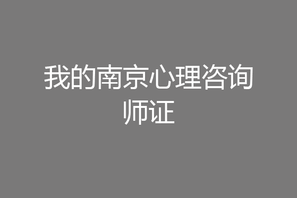 我的南京心理咨询师证