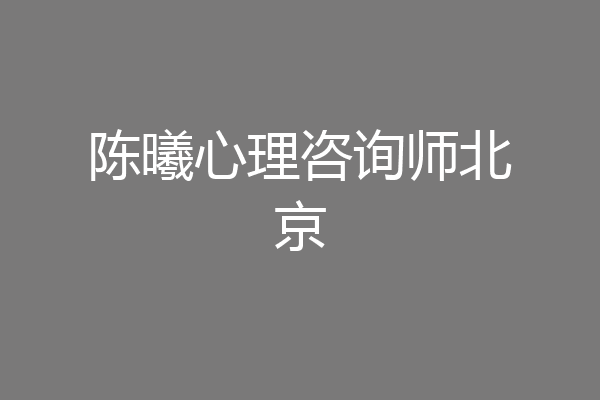 陈曦心理咨询师北京