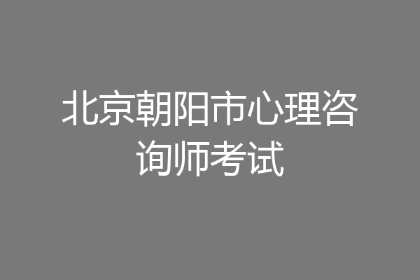北京朝阳市心理咨询师考试