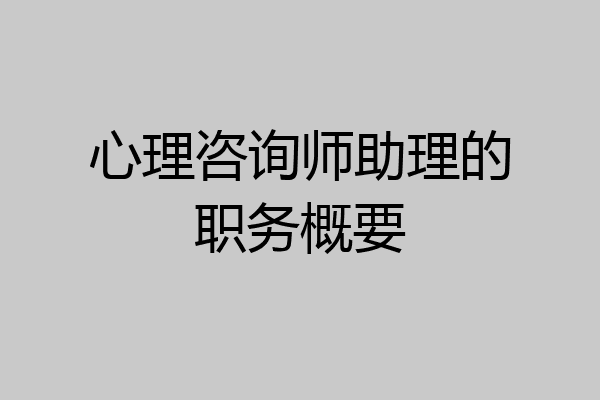 心理咨询师助理的职务概要