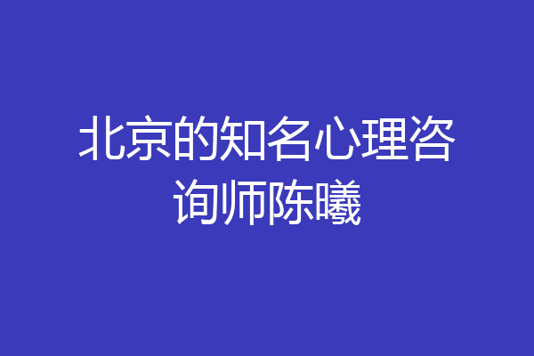 北京的知名心理咨询师陈曦