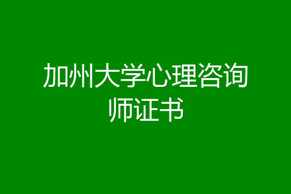 加州大学心理咨询师证书