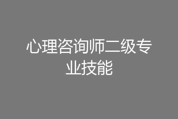 心理咨询师二级专业技能