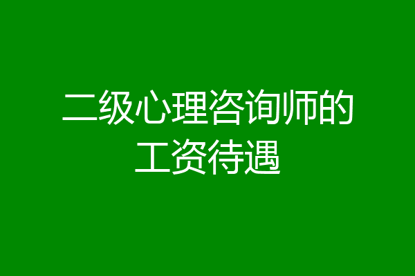 二级心理咨询师的工资待遇