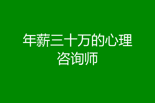年薪三十万的心理咨询师