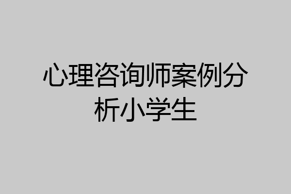心理咨询师案例分析小学生