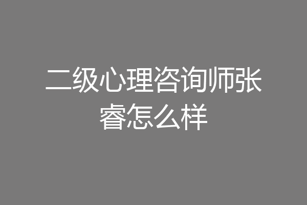 二级心理咨询师张睿怎么样