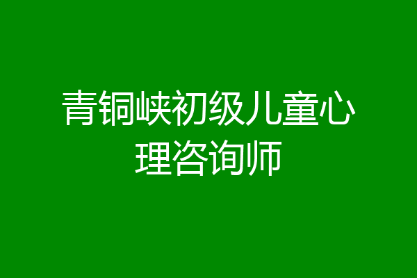 青铜峡初级儿童心理咨询师