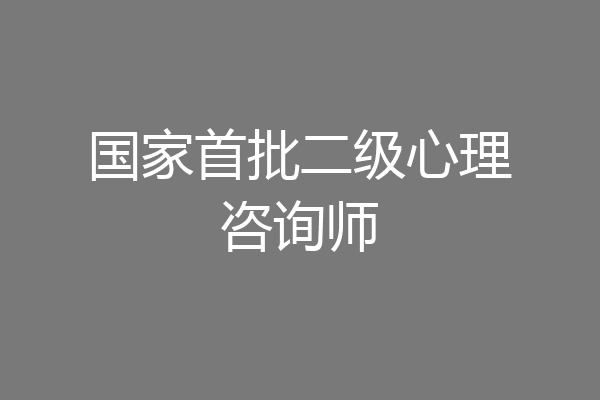 国家首批二级心理咨询师