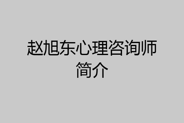 赵旭东心理咨询师简介