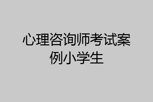 心理咨询师考试案例小学生