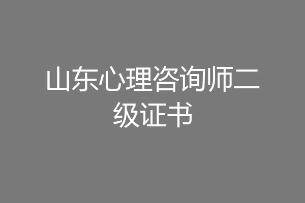 山东心理咨询师二级证书