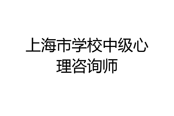 上海市学校中级心理咨询师