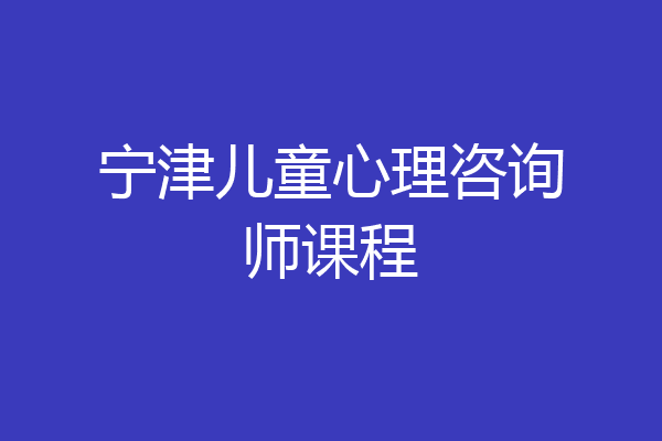 宁津儿童心理咨询师课程