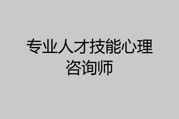 专业人才技能心理咨询师