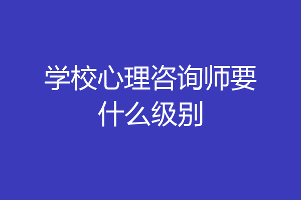 学校心理咨询师要什么级别