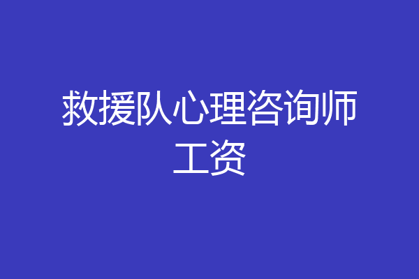 救援队心理咨询师工资