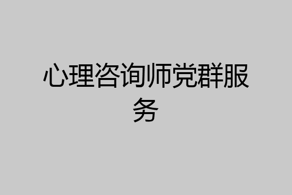 心理咨询师党群服务