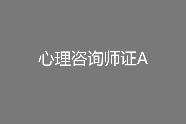 心理咨询师证A