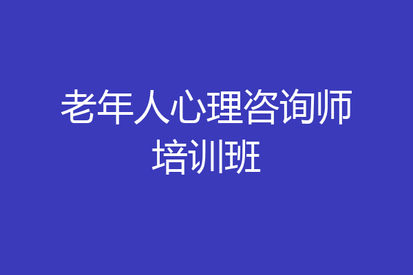 老年人心理咨询师培训班