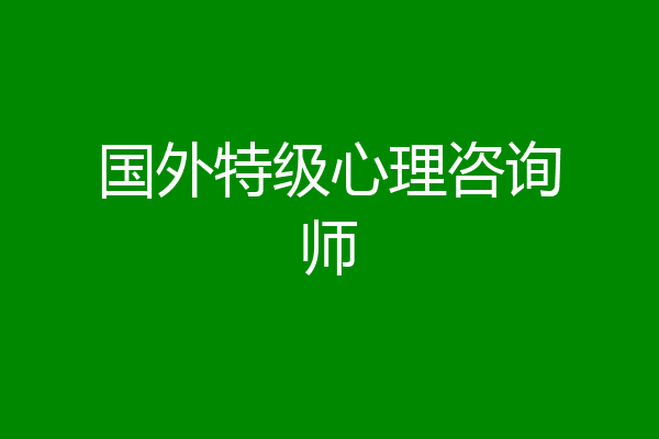 国外特级心理咨询师