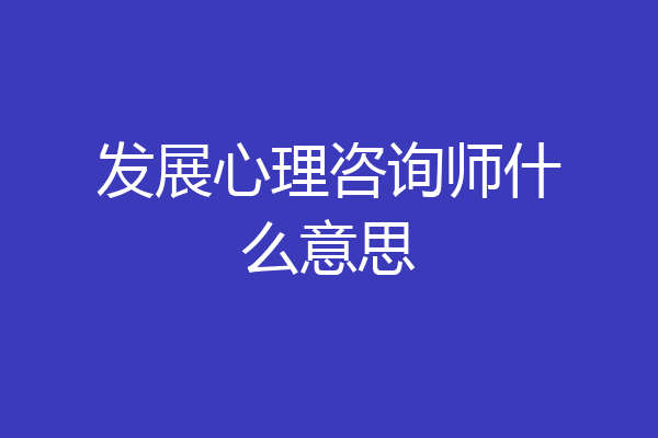 发展心理咨询师什么意思