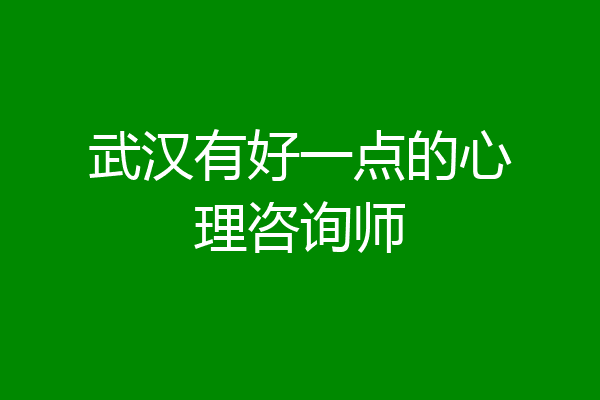 武汉有好一点的心理咨询师