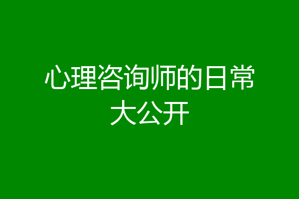 心理咨询师的日常大公开