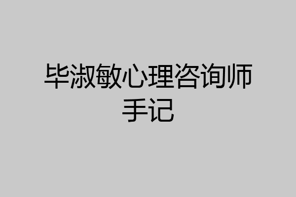 毕淑敏心理咨询师手记