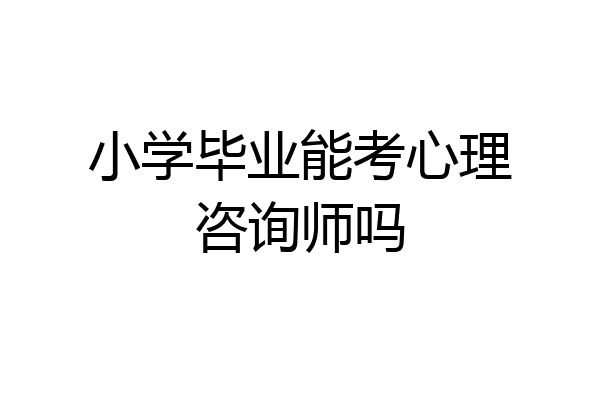 小学毕业能考心理咨询师吗