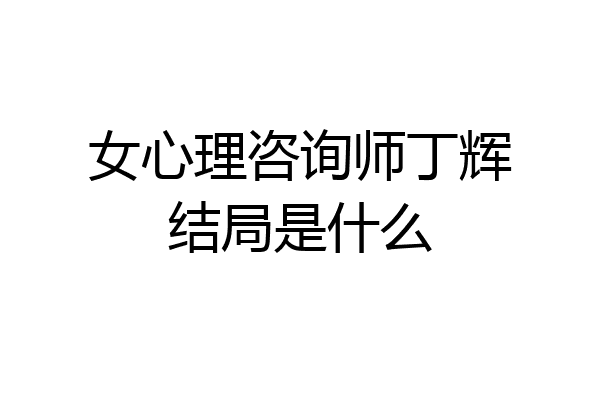 女心理咨询师丁辉结局是什么