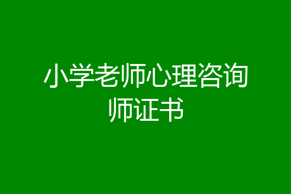 小学老师心理咨询师证书