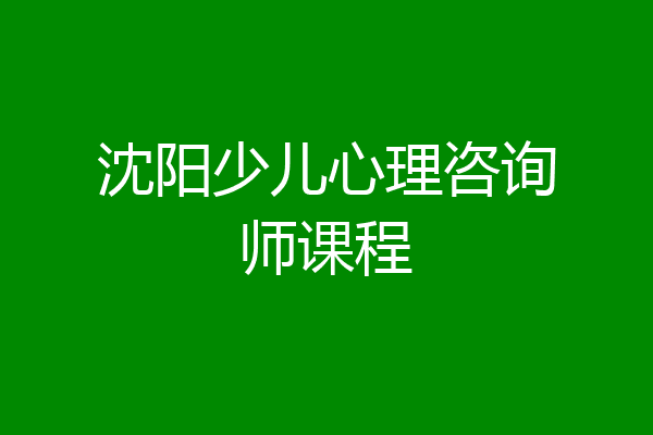 沈阳少儿心理咨询师课程