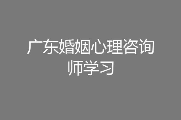 广东婚姻心理咨询师学习