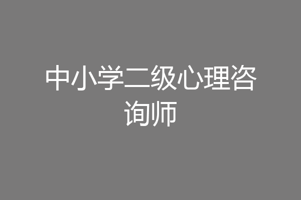 中小学二级心理咨询师