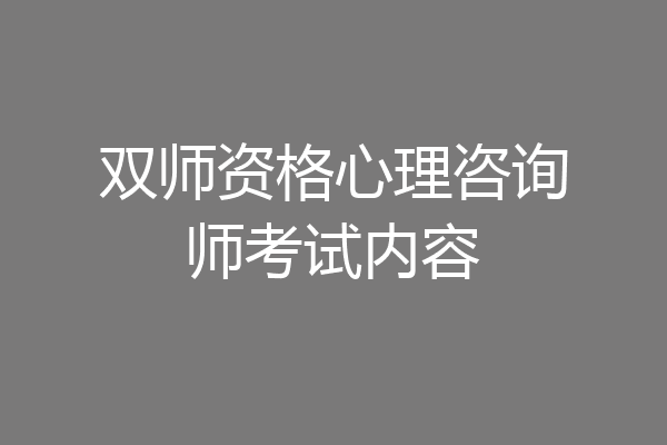 双师资格心理咨询师考试内容
