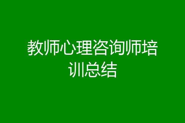 教师心理咨询师培训总结