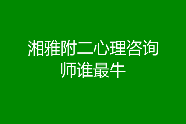 湘雅附二心理咨询师谁最牛