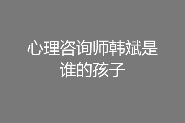 心理咨询师韩斌是谁的孩子