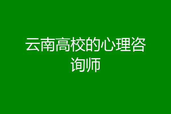 云南高校的心理咨询师