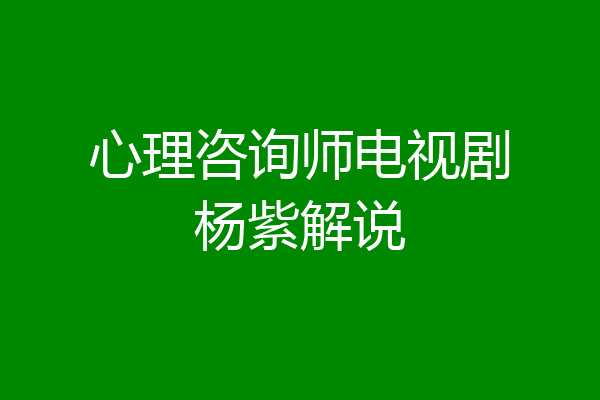 心理咨询师电视剧杨紫解说