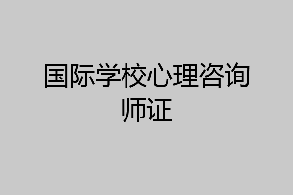 国际学校心理咨询师证