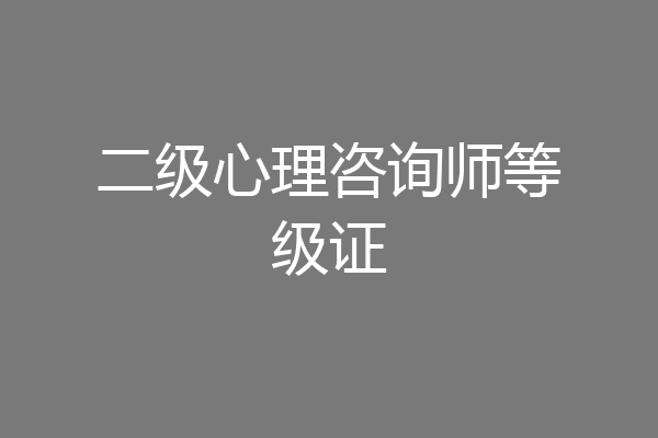 二级心理咨询师等级证